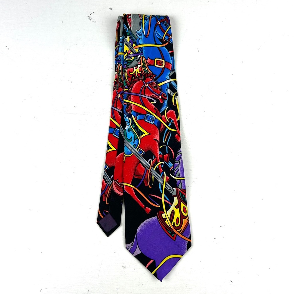 Vintage Rush Limbaugh No Boundaries Horses Men's Necktie All Silk Made In USA